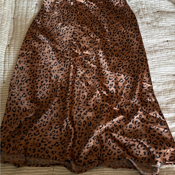 Sincerly Jules Dresses & Skirts - Sincerely Jules Brown Leopard Satin Midi Skirt